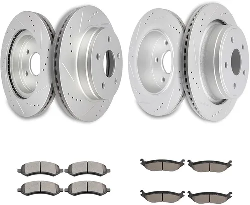 Miniatura 16 de Kit de frenos y rotores, SCITOO 4 rotores de freno y 8 pastillas de freno de cerámica para Jeep Grand para Cherokee 1999-2004