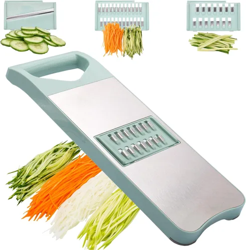 NACOLUS Cortador de mandolina de 3 cuchillas para cocina, cortador de verduras de acero inoxidable, triturador de zanahoria, rallador de cocina