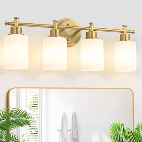 Miniatura 10 de Lámparas de baño negras de 3 luces, modernas luces de tocador sobre el espejo, apliques de pared de baño con pantalla de vidrio blanco, enchufe E26