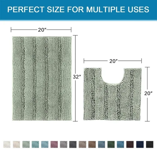 Miniatura 445 de H.VERSAILTEX Tapetes de baño antideslizantes para baño, alfombras de baño extragruesas de felpilla a rayas, tapetes de baño de 47" x 17", alfombras