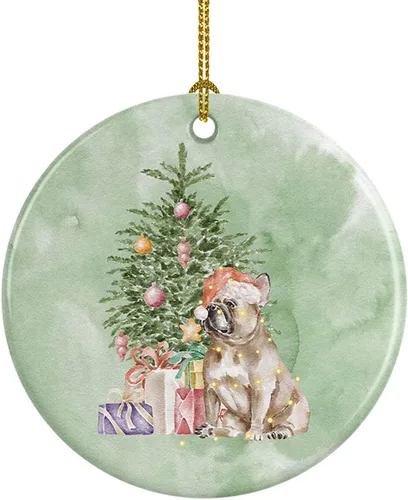 Miniatura 50 de Caroline's Treasures Bulldog, Bulldog inglés #2 y árbol de cerámica adorno colgante para árbol de Navidad, decoración colgante para el hogar