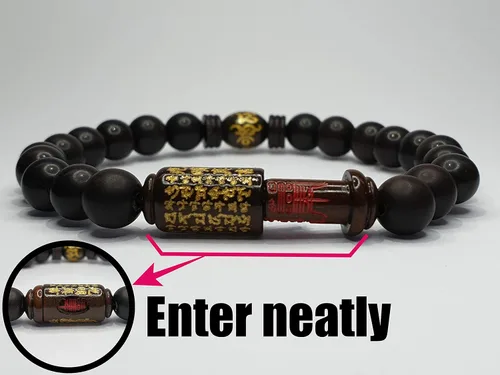 Miniatura 3 de Pulsera budista 1 pulsera budista del zodiaco chino budismo hecho de árbol de azufaifo y tres dijes (energización, logro, salud), incluye