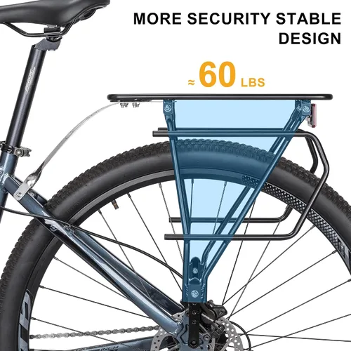 Miniatura 3 de CXWXC Portaequipajes trasero para bicicleta con canasta - Portaequipajes de carga para bicicleta para montaje de freno de disco/freno sin disco