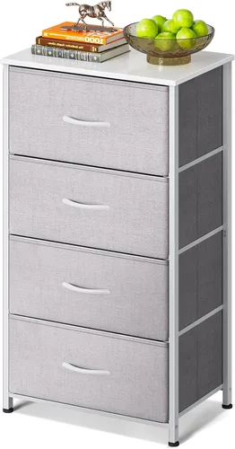 Miniatura 9 de AODK - Cómoda para dormitorio con 4 cajones de almacenamiento, cómoda pequeña de tela con marco de acero resistente, color negro