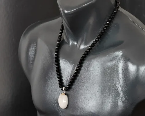 Miniatura 93 de Colgante de turmalina cruda natural, Collar de cuentas de ónix negro genuino, Collar de piedra negra, Collar de piedras preciosas, Cuentas de 0.315
