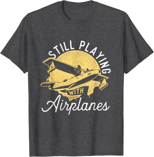 Miniatura 34 de Still Playing With Airplanes - Camiseta de control remoto RC Avión Piloto, Negro