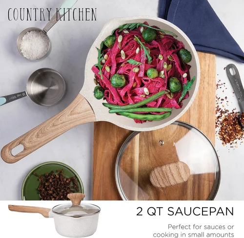 Miniatura 7 de Country Kitchen Juego de utensilios de cocina de aluminio fundido antiadherente, utensilios de cocina duraderos para cocinar todos los días, crema