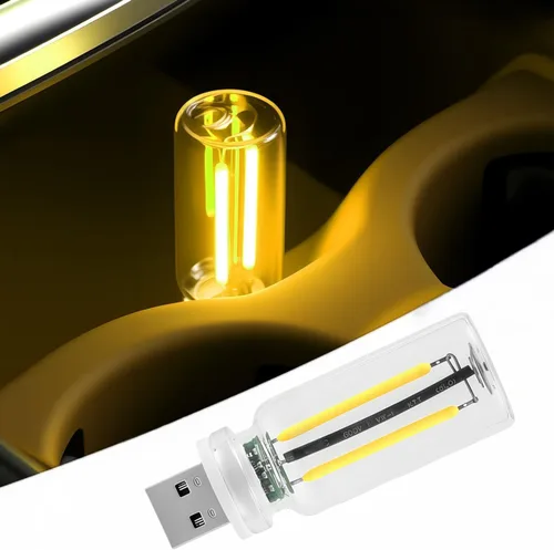 Miniatura 14 de Luz nocturna USB para automóvil, lámpara de filamento LED retro regulable táctil, mini luz ambiental USB para interior de vehículo, dormitorio