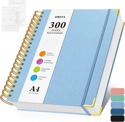 Miniatura 14 de Cuaderno de viñetas con espiral, diario de 300 páginas de cuero con contenido, cuadernos de 120 g/m² de papel grueso que no deja pasar la tinta