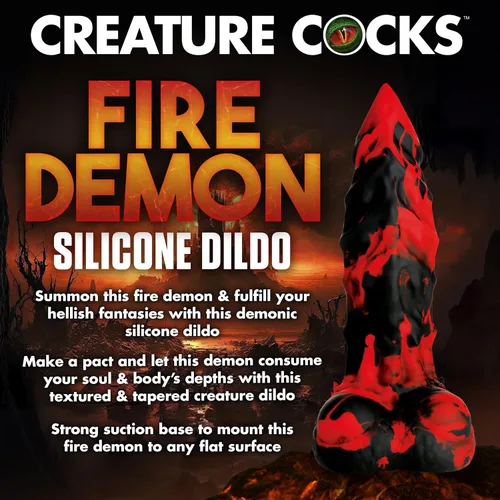 Miniatura 2 de CREATURE COCKS Consolador monstruo Fire Demon para hombres, mujeres y parejas. Firme y flexible, base de succión fuerte, consolador de fantasía