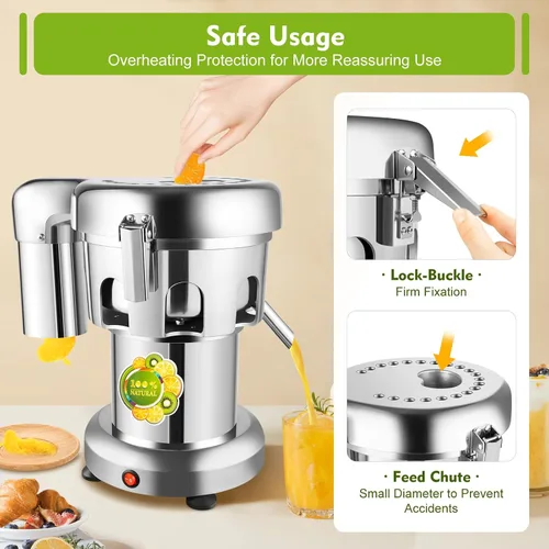Miniatura 5 de Máquina extractor de jugo comercial resistente, fabricante de exprimidores de acero inoxidable para frutas y verduras Herramienta centrífuga