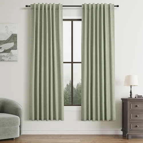 Miniatura 24 de Hokibero Cortinas de lino 100% opacas de 102 pulgadas de largo, juego de 2 paneles para oscurecer la habitación, lino térmico texturizado