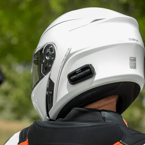 Miniatura 4 de Sena Outrush R - Casco modular de motocicleta Bluetooth con sistema de intercomunicación (blanco brillante, pequeño)