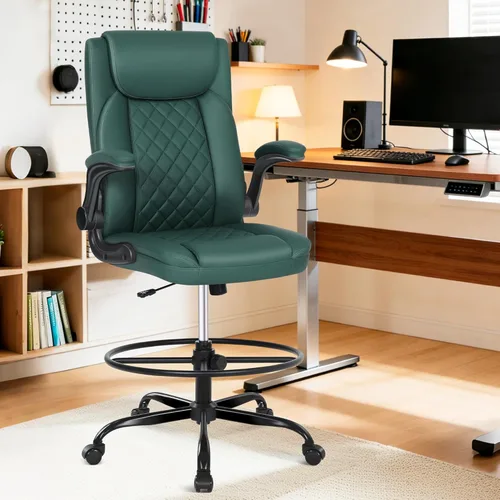 Misolant Silla de dibujo, silla de oficina alta para escritorio de pie, sillas de computadora de cuero sintético con altura ajustable, función de