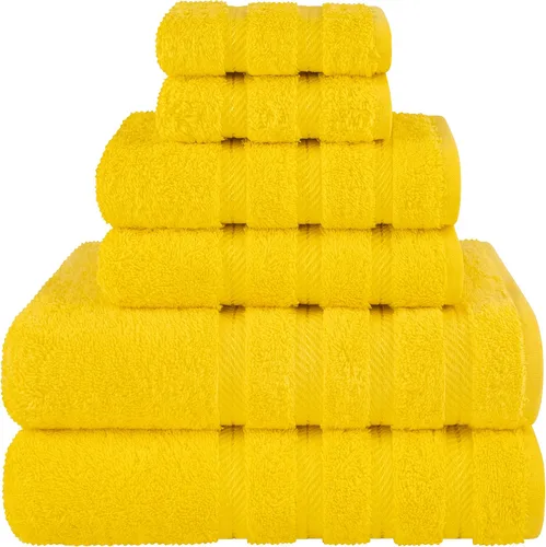 Miniatura 102 de American Soft Linen - Juego de 4 toallas, 100% de algodón turco, 27 x 54 pulgadas, tamaño extragrande, toallas para la ducha, color amarillo