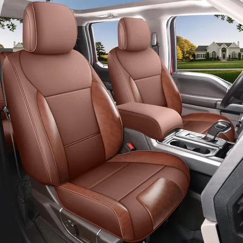 Miniatura 9 de Red Rain Fundas de cuero para asiento F150, ajuste personalizado para Ford F150 SuperCrew/CrewCab 2015 a 2025 XL XLT STX, camioneta pickup, juego