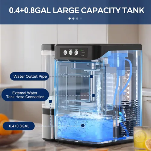 Miniatura 6 de Máquina de Hacer Hielo Nugget para Encimera con Tanque Extraíble de 0.8 Galones, 41 Libras/24H, Hielo Rápido de Un Toque en 6 Minutos, Autolimpieza