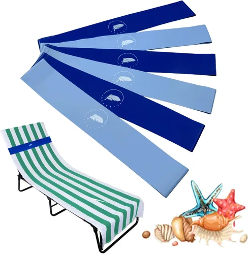 Miniatura 12 de Bandas de toalla (paquete de 6) - Clips elásticos para toallas de playa y crucero para sillas de playa, piscina, salón, portadores de toallas