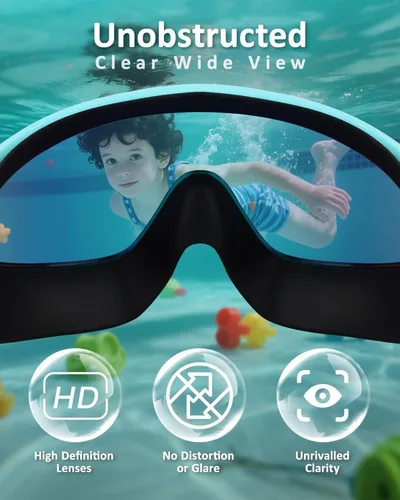 Miniatura 4 de Gafas de natación para niños, antivaho, protección UV y amplia vista & gorro de natación para niños de 3 a 15 años, niños y niñas, bebés Negro