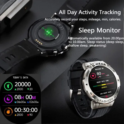 Miniatura 4 de Reloj inteligente militar para hombre (respuesta/llamadas de marcación), más de 100 modos deportivos, reloj de fitness impermeable 5ATM