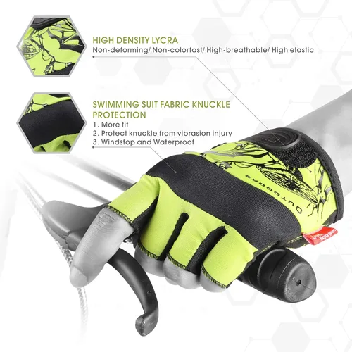 Miniatura 7 de FOUR-AM Guantes de ciclismo, guantes de bicicleta de 0.157 in de seguridad en los nudillos. Guantes de ciclismo de montaña de medio dedo MTB DH