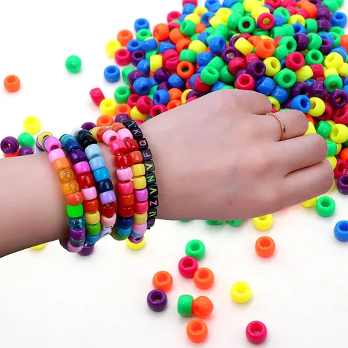 Miniatura 4 de 1000 piezas de cuentas de pony amarillas para hacer joyas - Cuentas de plástico de otoño para pulseras de la amistad, collares - Suministros