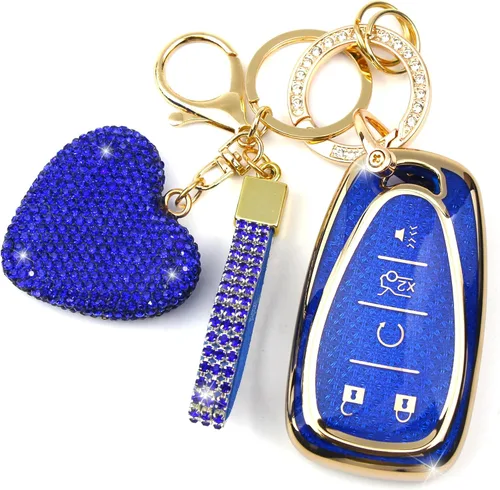 Miniatura 12 de Funda para Llavero con Llavero de Diamante para Mujeres Portallaves de Coche Compatible con Chevrolet Equinox Malibu Cruze Traverse Camaro Trax