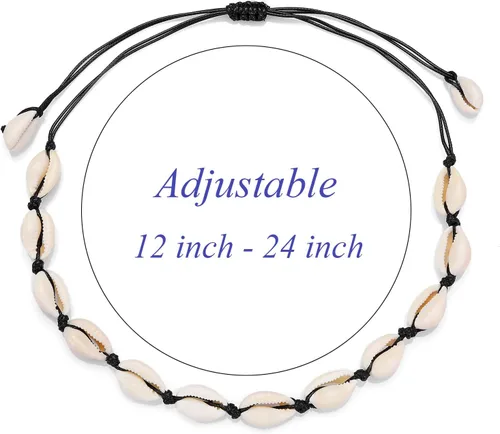 Miniatura 4 de Starain Juego de 2 tobilleras de concha para mujer, hechas a mano, ajustable, Puka, playa, VSCO, para niña