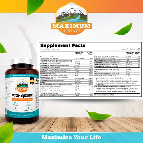 Miniatura 2 de Vita-Sprout - Mezcla de multivitamínicos y fitonutrientes integrales, 120 cápsulas