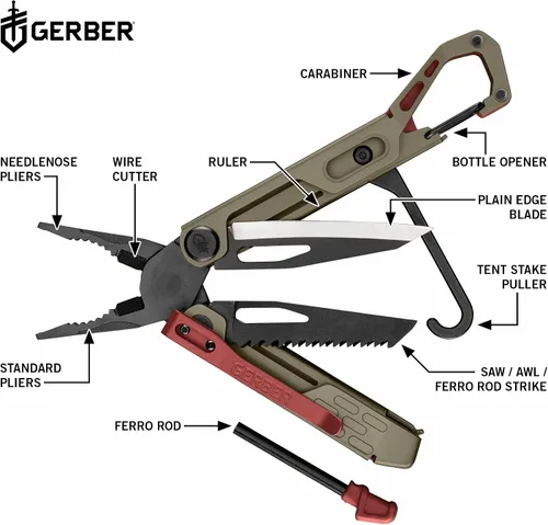 Miniatura 2 de Gerber Gear Stakeout Spark - Cuchillo plegable multiherramienta para mochileros, supervivencia, campamento, al aire libre, herramienta de bolsillo