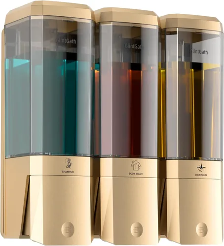Dispensador de champú y acondicionador, dispensador de ducha de 3 cámaras sin taladro, dispensador de champú montado en la pared para ducha,