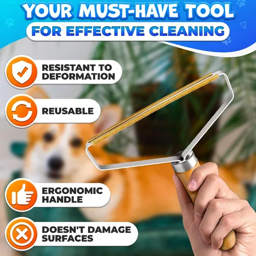 Miniatura 4 de Removedores de pelo para mascotas, paquete de 2 herramientas reutilizables para quitar pelusas de metal, herramienta duradera para quitar pelo