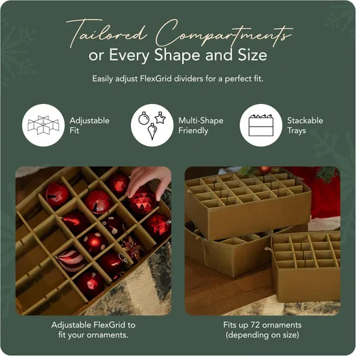 Miniatura 5 de Covermates Keepsakes Bolsa de almacenamiento ajustable para adornos, poliéster resistente, separadores acolchados y bandejas FlexGrid, organizador