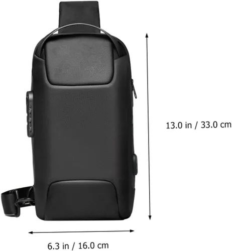 Miniatura 3 de VALICLUD Mochila de viaje impermeable bolsa de pecho bolsa inclinada tela Oxford bolsa de mensajero deportivo hombre hombres bolsas de hombro, Negro