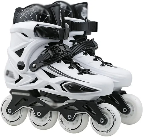 Patines de ruedas – Patines en línea profesionales negros para adultos, estilo libre, cómodos para mujeres y adolescentes Blanco