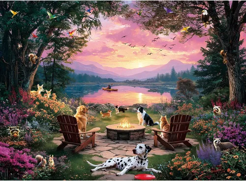 Miniatura 12 de Rompecabezas de 300 piezas para adultos, rompecabezas de 300 piezas para adultos pieza grande, rompecabezas de gatos haciendo picnic divertido