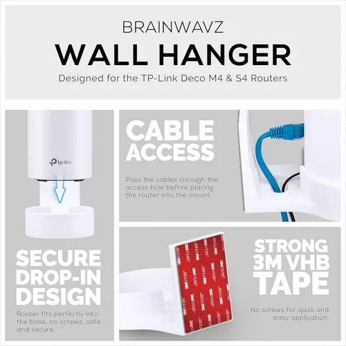 Miniatura 3 de Soporte adhesivo Deco M4 y S4 para montaje en pared para malla WiFi TP-Link, soporte de cinta VHB fuerte, sin tornillos, taladros y no necesita