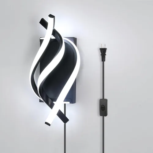 Miniatura 12 de DELIPOP Apliques de pared, aplique de pared LED moderno en espiral, 21 W, 6500 K, luz blanca fría de pared para interiores, lámpara de pared LED
