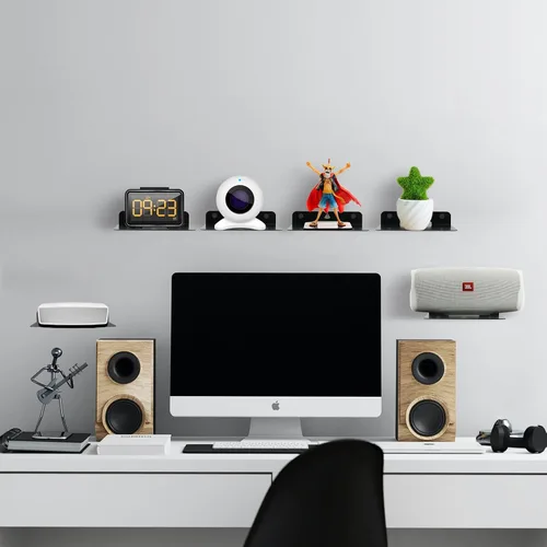 Miniatura 2 de Soporte de altavoz pequeño para estante flotante, estante de pared pequeño de 6 pulgadas, soporte de altavoz de metal para cámara web de seguridad