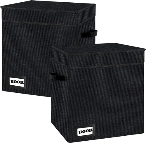 Miniatura 8 de Paquete de 2 cajas de almacenamiento para cómics, colección de 40 cm x 20 cm x 30 cm, plegable, contenedor organizador para 160-180 cómics, estante