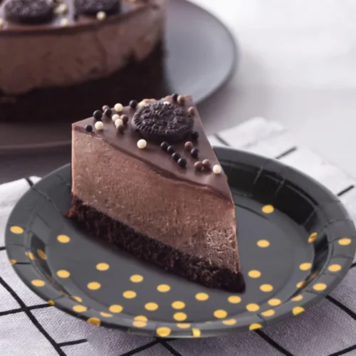Miniatura 5 de Suministros de fiesta negros y dorados, platos de postre de papel negro para graduación de cumpleaños (50 unidades)