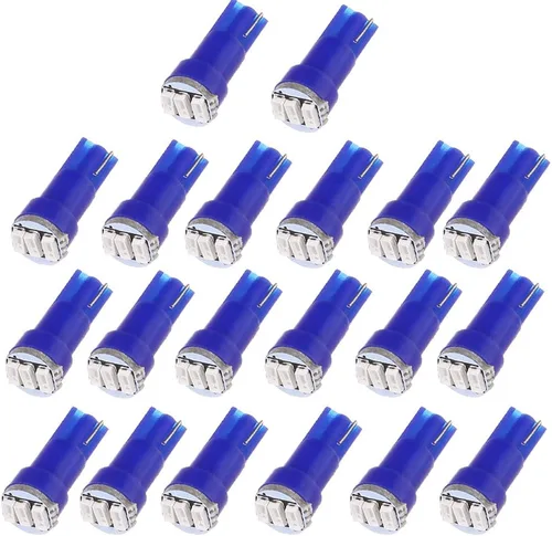 cciyu Paquete de 20 bombillas LED azules T5 3-3014 SMD de cuña 74 17 18 37 70 73 2721 repuesto para tablero de instrumentos de calibre de racimo