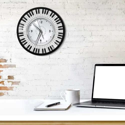 Miniatura 9 de The Geeky Days Do Re Mi Piano - Reloj de pared con temática musical, teclas de piano, marco de metal, reloj de pared para músico, pianista, maestro