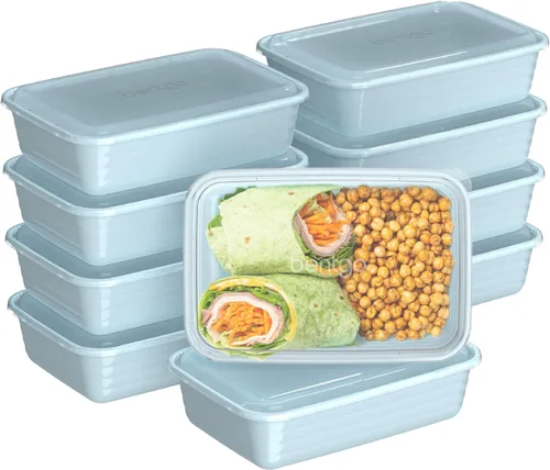 Miniatura 11 de Bentgo Prep - 20 piezas de contenedores reutilizables para preparación de comidas con 1 compartimento y tapas, materiales libres de PFAS y BPA