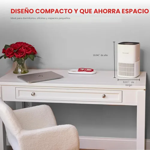 Miniatura 6 de Honeywell Allergen Plus HPA125W - Purificadores de aire HEPA compactos para habitación pequeña, cobertura de hasta 530 pies cuadrados, filtro 3