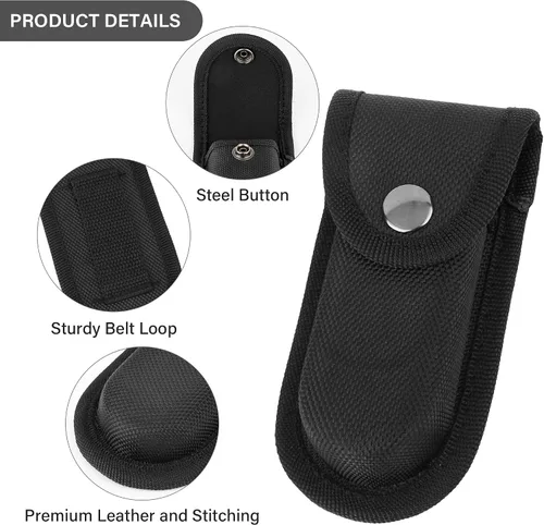 Miniatura 2 de 2 piezas de funda de nylon para navaja de bolsillo, funda de cuchillo plegable con cierre de presión y asa para cinturón, estuche para cuchillo
