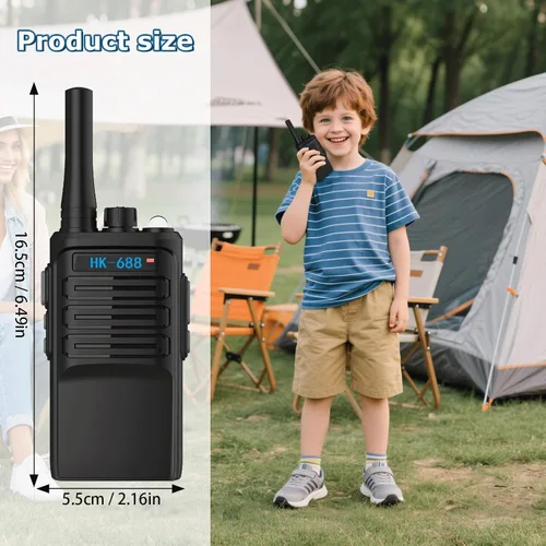 Miniatura 7 de Walkie Talkies para niños, paquete de 2 unidades, 2 millas de alcance recargable para niños, 16 canales, radio de 2 vías con linterna, juguetes Negro