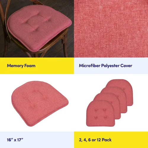 Miniatura 6 de Sweet Home Collection - Cojín de espuma viscoelástica para silla, con capitoné, parte trasera de goma antideslizante, en forma de U, de 17 x 16