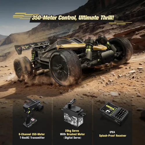 Miniatura 7 de RLAARLO 1/10 Coches RC sin escobillas, RTR Monster Truck, 4 × 4 RC Buggy, MAX 50+ MPH, 4WD, impermeable, fibra de carbono, negro, a partir de 14 años