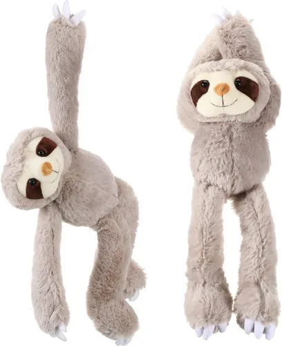 Miniatura 8 de Queekay 2 Paquetes de Peluches de Perezoso Colgantes de 18 Pulgadas, Perezoso de Tres Dedos con Manos de Velcro para Adolescentes y Adultos, Regalos
